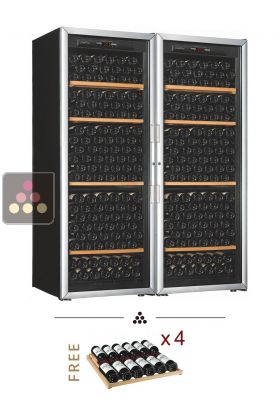 Combination of 2 single temperature wine cabinets - Storage shelves