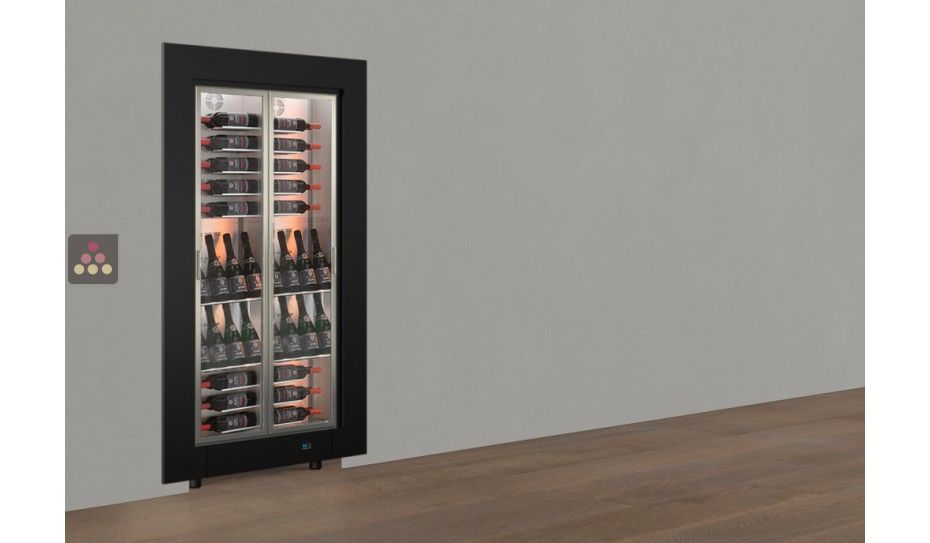 Built-in multi-temperature wine display cabinet for storage or service - 36cm deep - Mixed shelves - Flat frame