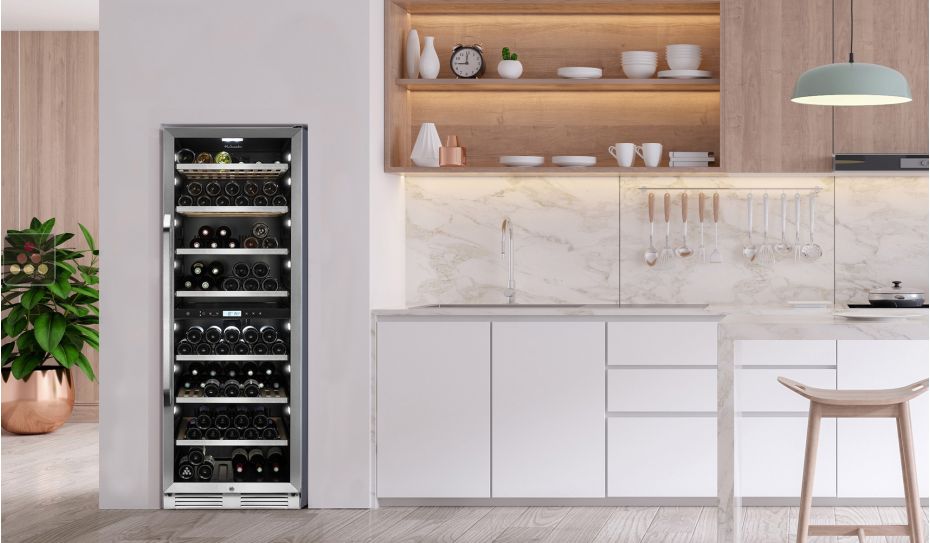 Built-in 2 temperature wine cabinet for service or storage