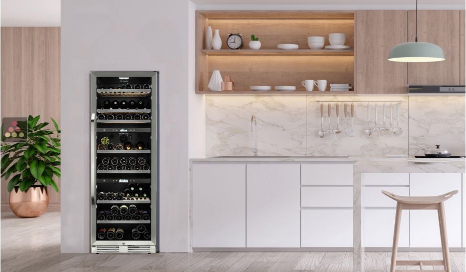 Built-in 3 temperature wine cabinet for service or storage