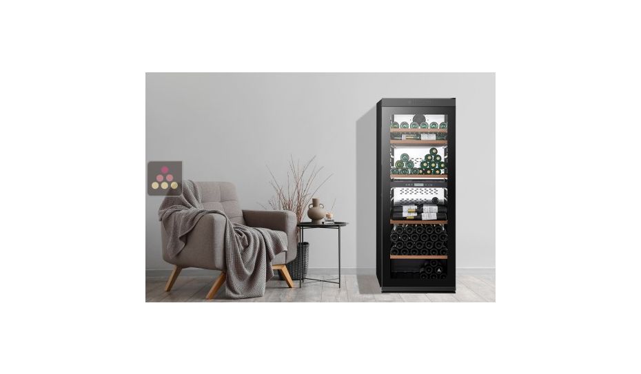 Connected 2 temperature wine cabinet for service and storage 