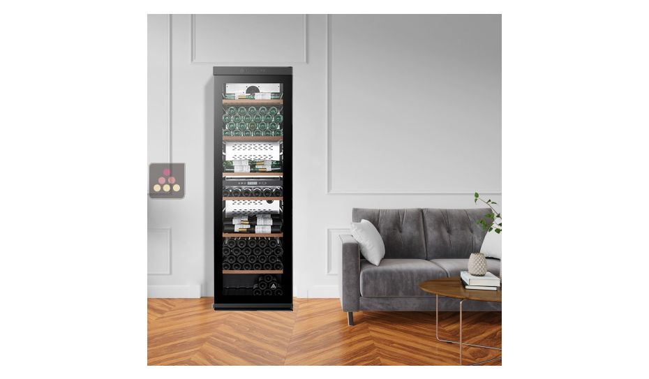 Connected 2 temperature wine cabinet for service and storage 