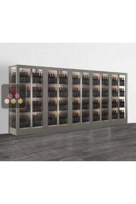 Combination of 5 professional multi-purpose wine display cabinet - Freestanding - 3 glazed sides - Vertical bottles - Magnetic and interchangeable cover