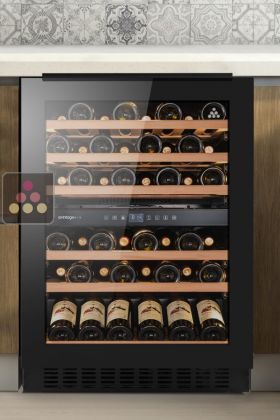 Dual temperature flush-fitting under counter cabinets wine cabinet for storage and/or service encastrable