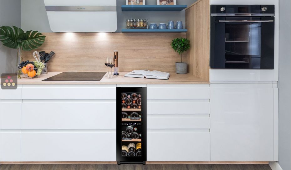 Built-in dual temperature wine service cabinet