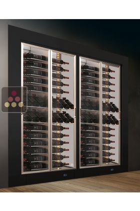 Built-in combination of two professional multi-temperature wine display cabinets - Mixt equipment - Flat frame