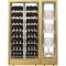 Combination of 1 wine display case and 1 non-refrigerated module for glassware or spirits with 2 glazed sides for central installation - Inclined bottles - FIT frame  