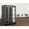 Combination of 1 wine display case and 1 non-refrigerated module for glassware or spirits with 2 glazed sides for central installation - Inclined bottles - FIT frame  