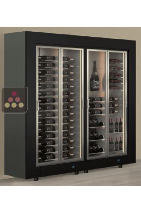 Freestanding combination of two multi-temperature wine display cabinets - Mixed equipment - Flat frame