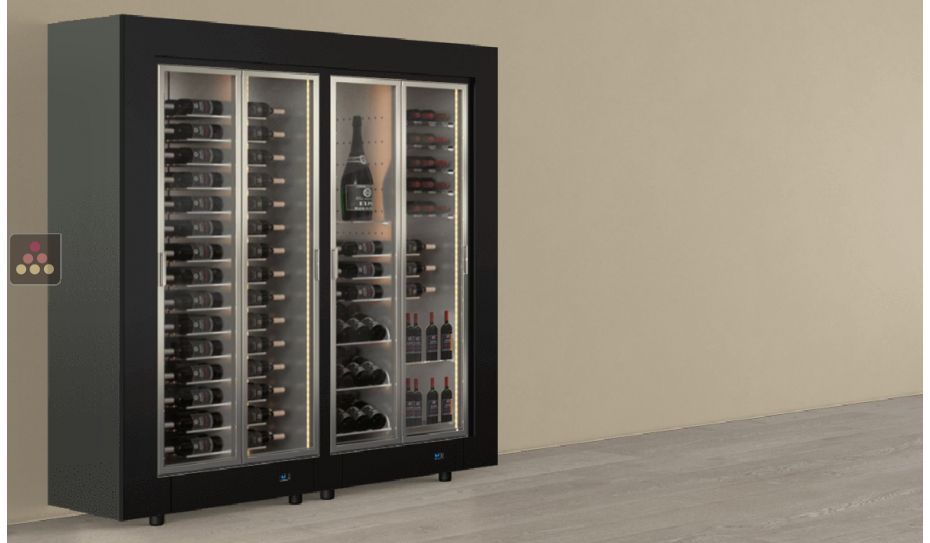 Freestanding combination of two multi-temperature wine display cabinets - Mixed equipment - Flat frame