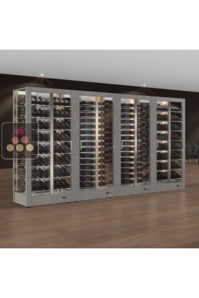 Combination of 4 professional multi-purpose wine display cabinet - 4 glazed sides - Magnetic and interchangeable cover