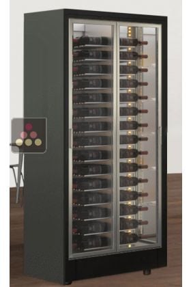 Wine display cabinet, single glass front - 36cm deep - Free standing - Horizontal bottles - FIT frame