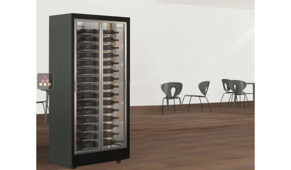 Wine display cabinet, single glass front - 36cm deep - Free standing - Horizontal bottles - FIT frame