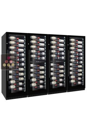 Combination of 2 Single-temperature and 2 dual-temperature wine service or storage cabinets