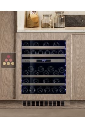 Dual temperature built in wine cabinet for storage and/or service - Push open door and customizable front