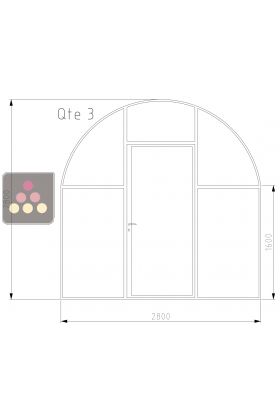 Curved powder-coated steel door Larg 2.8 m * hauteur 3.1 m with an entrance door