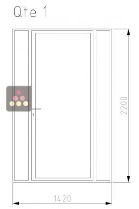 Powder-coated steel door Larg 1.42 m * hauteur 2.2 m with an entrance door