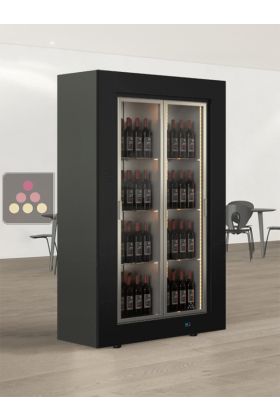 Professional multi-temperature glazed wine display cabinets for central installation for 2 facings - Vertical bottles - Flat frame 