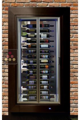 Multi-temperature built-in wine display cabinet - Wall crossing - Horizontal bottles