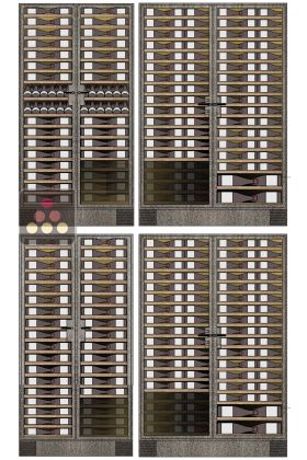 4 Custom-made single-temperature wine cabinet - steel frame- 1744 Bottles - Sliding and présentation shelves