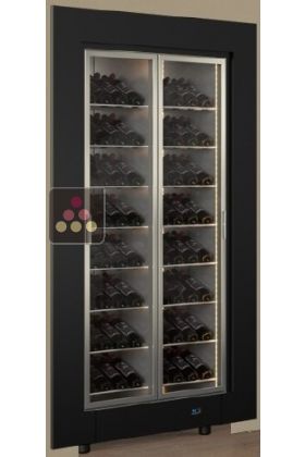 Built-in multi-temperature wine display cabinet - Inclined bottles - Flat frame