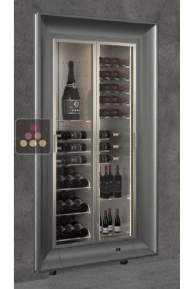 Built-in multi-temperature wine display cabinet - Mixed shelves - Curved frame