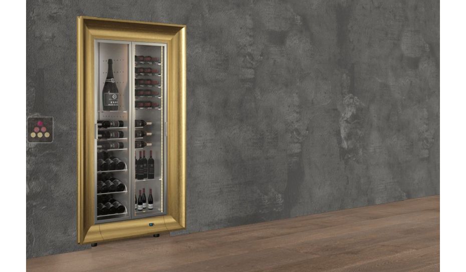 Built-in multi-temperature wine display cabinet - Mixed shelves - Curved frame