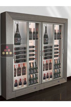 Freestanding combination of 2 modular multi-purpose wine display cabinets - Mixed shelves - 36cm deep