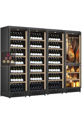 Built-in combination of 3 wine cabinet, and 1 cheese & cold cuts cabinet