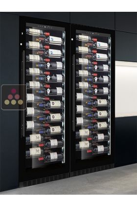 Combination of 2 built-in single temperature wine service or storage cabinets