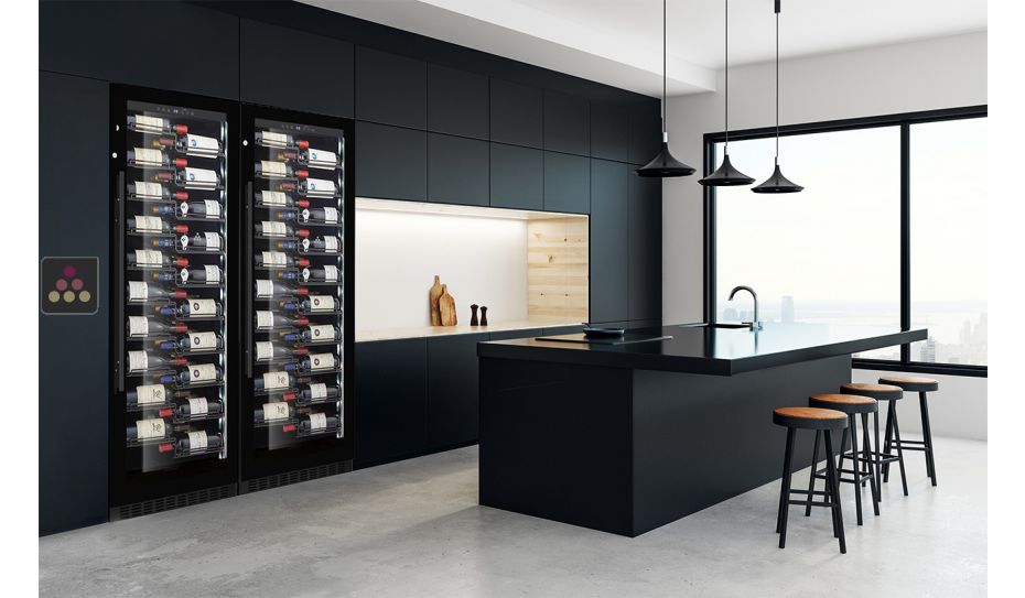 Combination of 2 built-in single temperature wine service or storage cabinets