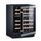 Dual temperature wine cabinet for service and storage 