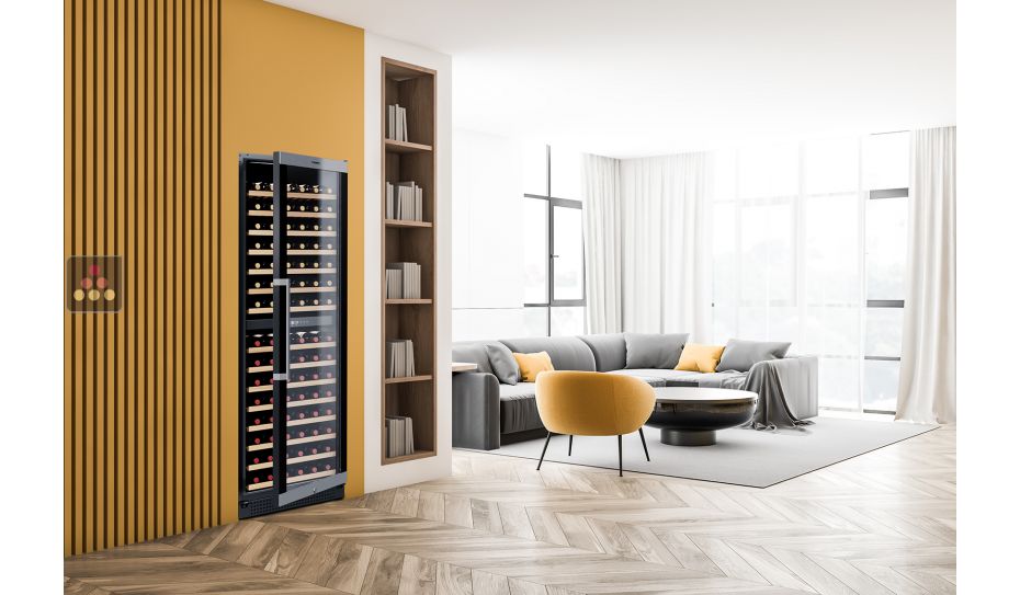 Dual temperature built-in wine cabinet for service and storage